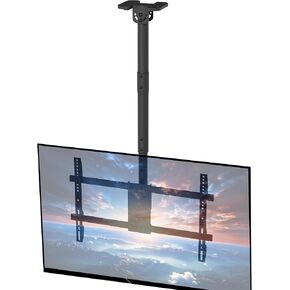 VIVO Ceiling TV Mount for 43 to 86 inch Screens, Telescoping Height Adjustment with 5.5ft Extension Pole, Fits Pitched/Vaulted Roof, Holds 132 lbs, Black, MOUNT-VC86-5