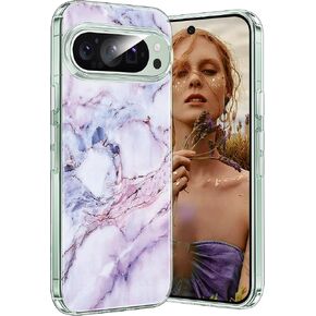 Marble Case for Google Pixel 9 Pro XL 5G, Soft Silicone Clear TPU Case for Women, Pixel 9 Pro XL Cute White Blue Marble Pattern Anti-Scratch Shockproof Protective Cover for Google 9 Pro XL (Blue)