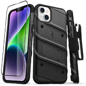 ZIZO Bolt Bundle for iPhone 14 Plus (6.7) Case with Screen Protector Kickstand Holster Lanyard - Black