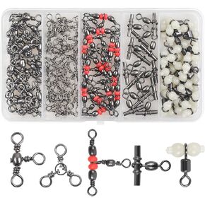 3 Way Fishing Swivels Kit,110pcs Three Way Crossline Fishing Swivels Triple Swivels Fishing Line Connectors Catfish Surf Fishing Rig Saltwater Freshwater Fishing Accessories
