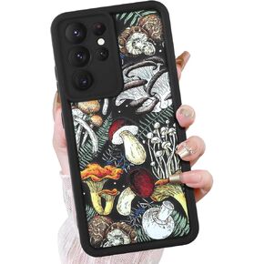 KANGHAR Black Case for Samsung Galaxy S24 Fe Case, Cute Mushroom Art Design Soft TPU Shockproof Protective for Women Girls Slim Phone Cover