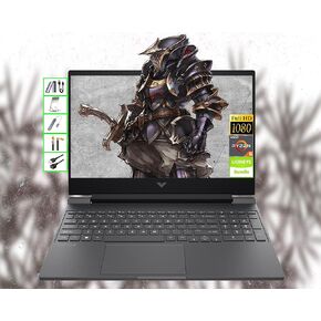 HP AI-Powered Gaming Laptop with Radeon RX 6550M| 15.6" FHD Victus Gamer PC| 64GB RAM| 1TB SSD & 128GB Portable SSD| AMD 6-Core Ryzen 5 CPU| Webcam| Wi-Fi| Win11| Bundled with LIONEYE Computer Kit