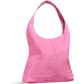Italian Genuine Leather Hobo Bag for Women with Zipper | Slouchy Soft Unlined Real Cowhide Shoulder Handbag Large Tote Purse
