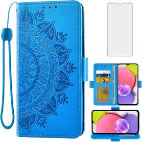 Asuwish Phone Case for Samsung Galaxy A03s US Version 5G 2022 Wallet Cover Tempered Glass Screen Protector Credit Card Holder Flip Wrist Strap Cell Accessories Ao3s A 03s SM-A037U SM A037U Women Gray in Saudi Arabia