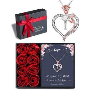 STORUP قلادة الهدايا للنساء، ارتفع القلائد القلب الأولي للنساء المجوهرات الفتيات في سن المراهقة هدايا الذكرى السنوية هدايا عيد ميلاد لصديقتها زوجة الأمهات هدايا عيد للفتيات في سن المراهقة النساء in Kuwait