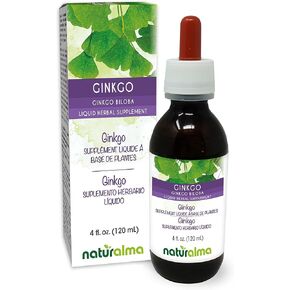 Naturalma Ginkgo (Ginkgo biloba) leaf Alcohol-free Tincture - 6.76 fl oz Liquid extract in drops - Herbal supplement - Vegan
