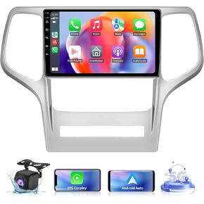 5GWiFi Upgrade Car Stereo Radio for Jeep Grand Cherokee 2008 2009 2010 2012 2013- Wireless Carplay and Android Auto GPS Navigation - 4GB+32GB 9 inch Touchscreen Bluetooth RDS FM SWC