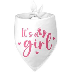 It's a Girl Gender Reveal Baby Announcement Dog Bandana White Dog Bandana Pregnancy Announcement Photo Prop Pet Scarf Accessories for Pet Dog Lovers Gifts