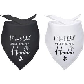 2 PCS Mom Dad are Getting Me a Human Dog Bandanas Pet Dog Pregnancy Announcement Gender Reveal Photo Prop Pet Scarf Decorations Accessories for Dog Lovers Owner Gift