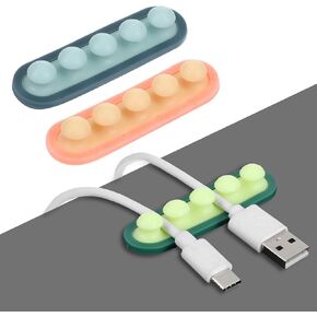 3 Pcs Pea Cable Clips Silicone USB Cable Organizer Self-Adhesive Desk Cord Organizer, Colorful Phone USB Charger Cute Cable Holder for Home Office Car Wall Desktop Nightstand(3 Colors)