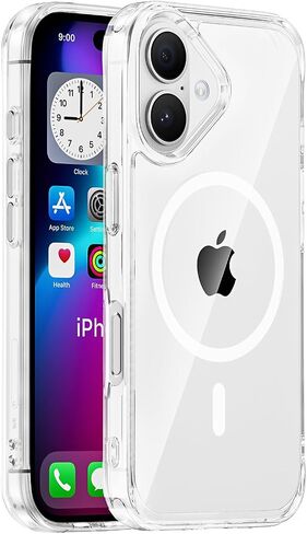 حافظة هاتف مغناطيسية لهاتف iPhone 16، متوافقة مع MagSafe، حماية شاملة مع زاوية الوسادة الهوائية، ظهر صلب واقٍ من البلاستيك مع غطاء ناعم مقاوم للصدمات من مادة TPU لهاتف iPhone 16 6.1 بوصة in Saudi Arabia