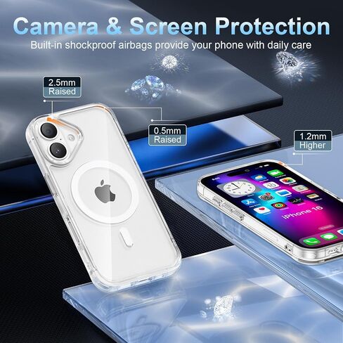 حافظة هاتف مغناطيسية لهاتف iPhone 16، متوافقة مع MagSafe، حماية شاملة مع زاوية الوسادة الهوائية، ظهر صلب واقٍ من البلاستيك مع غطاء ناعم مقاوم للصدمات من مادة TPU لهاتف iPhone 16 6.1 بوصة in Saudi Arabia