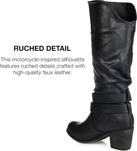 Journee Collection Womens Late Mid-Calf Boots with Round-Toe and Slouchy Detail, Dark Brown (Wide Calf), 9.5 in Saudi Arabia
