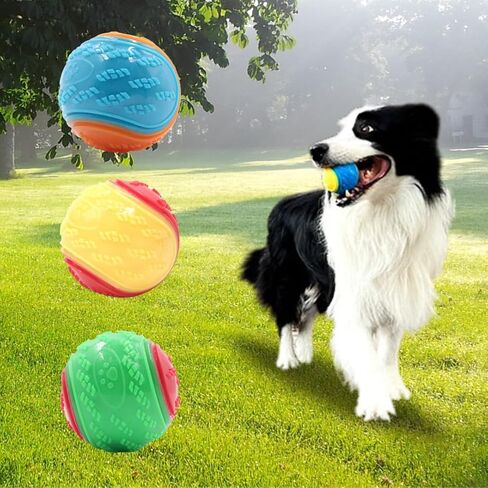 2.5 inch Squeaky Dog Balls, Durable Dog Toy Ball for Training, Tough Dog Balls for Interactive Play and Teething Puppies with Storage Bag, 6 Pack - Bright & Fun Colors in Saudi Arabia