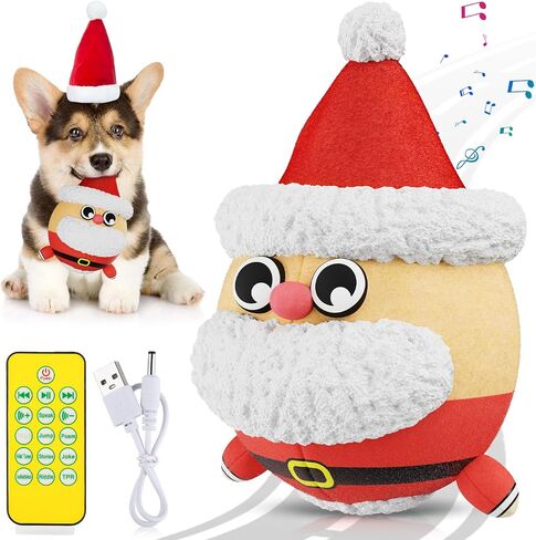 QDAN Christmas Dog Toys, Interactive Dog Ball for Boredom, Bouncing Ball for Dogs, Dog Birthday Gifts, Moving Dog Toy Jumping Remote Control (Santa) in Saudi Arabia