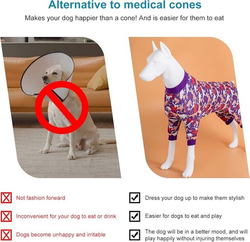 ملابس الكلاب الكبيرة من LovinPet لحيوانات البيتبول - ملابس الكلاب الكبيرة، قماش خفيف الوزن قابل للتمدد، طباعة ديناصور مموه باللونين الأرجواني والبرتقالي، قميص لتخفيف قلق الحيوانات الأليفة، ملابس داخلية للكلاب الكبيرة سهلة الارتداء للحفلات، أرجواني مقاس XL in Kuwait