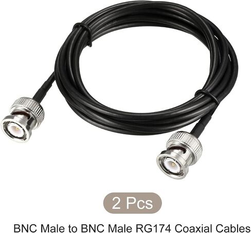 RG174 الكابلات المحورية BNC ذكر إلى BNC ذكر، [لنقل إشارة الفيديو] - 6 أقدام / 50 أوم / أسود / قطعتين in Saudi Arabia