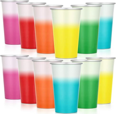 Gtmileo 16 Pack Ball Aluminum Cups for Kids and Adult, Pint Cups Metal Cups Stackable Cups, Shatterproof Metal Drinking cups for Travel Outdoor Camping, Color Changing Cups Ball Cups Aluminum(16 oz) in Saudi Arabia