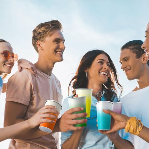 Gtmileo 16 Pack Ball Aluminum Cups for Kids and Adult, Pint Cups Metal Cups Stackable Cups, Shatterproof Metal Drinking cups for Travel Outdoor Camping, Color Changing Cups Ball Cups Aluminum(16 oz) in Saudi Arabia