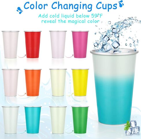 Gtmileo 16 Pack Ball Aluminum Cups for Kids and Adult, Pint Cups Metal Cups Stackable Cups, Shatterproof Metal Drinking cups for Travel Outdoor Camping, Color Changing Cups Ball Cups Aluminum(16 oz) in Saudi Arabia