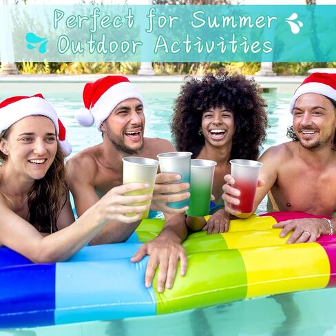 Gtmileo 16 Pack Ball Aluminum Cups for Kids and Adult, Pint Cups Metal Cups Stackable Cups, Shatterproof Metal Drinking cups for Travel Outdoor Camping, Color Changing Cups Ball Cups Aluminum(16 oz) in Saudi Arabia