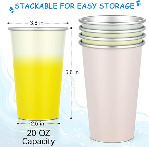 Gtmileo 16 Pack Ball Aluminum Cups for Kids and Adult, Pint Cups Metal Cups Stackable Cups, Shatterproof Metal Drinking cups for Travel Outdoor Camping, Color Changing Cups Ball Cups Aluminum(16 oz) in Saudi Arabia