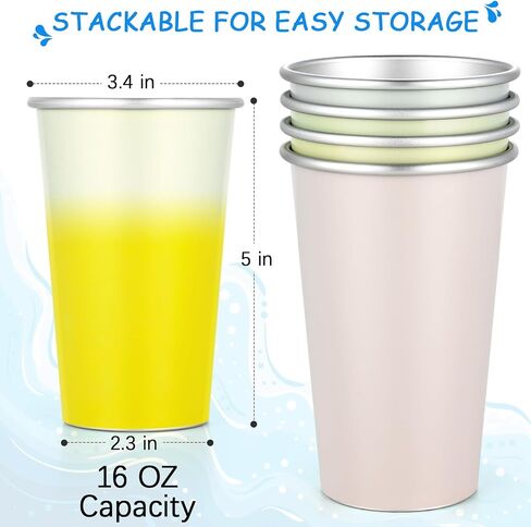 Gtmileo 16 Pack Ball Aluminum Cups for Kids and Adult, Pint Cups Metal Cups Stackable Cups, Shatterproof Metal Drinking cups for Travel Outdoor Camping, Color Changing Cups Ball Cups Aluminum(16 oz) in Saudi Arabia