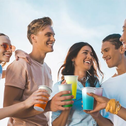 Gtmileo 16 Pack Ball Aluminum Cups for Kids and Adult, Pint Cups Metal Cups Stackable Cups, Shatterproof Metal Drinking cups for Travel Outdoor Camping, Color Changing Cups Ball Cups Aluminum(16 oz) in Saudi Arabia