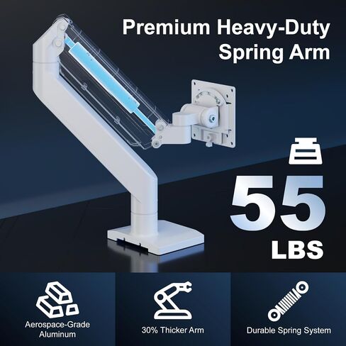 Heavy Duty Ultrawide Monitor Arm for 49 inch Screens up to 50 lbs, Premium Desk Mount Monitor Stand Designed for Samsung Odyssey G9 and More, Max VESA 100x100, White in Saudi Arabia