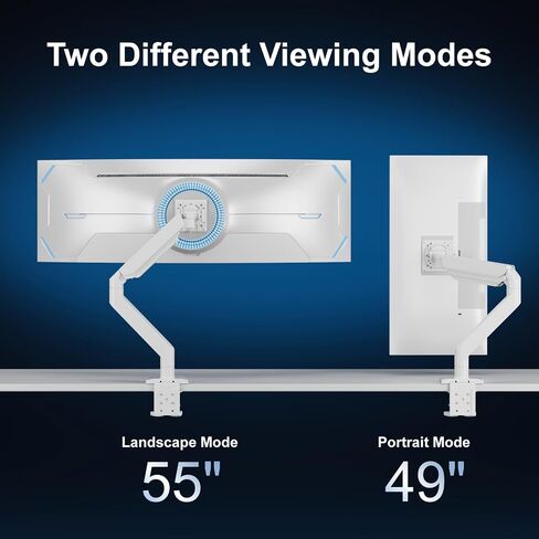 Heavy Duty Ultrawide Monitor Arm for 49 inch Screens up to 50 lbs, Premium Desk Mount Monitor Stand Designed for Samsung Odyssey G9 and More, Max VESA 100x100, White in Saudi Arabia