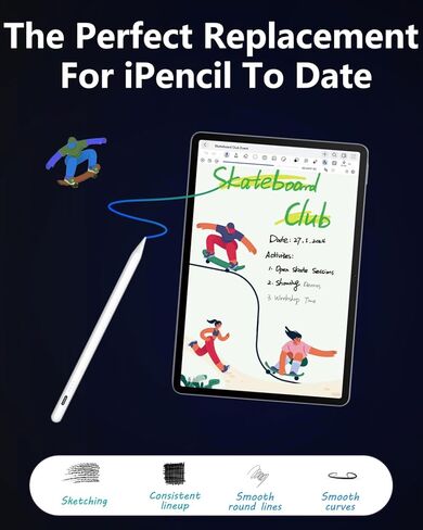 Pencil for iPad 2024-2018: Pen for iPad with Tilt Sensitivity & Palm Rejection - Stylus Pen for iPad Compatible with iPad Pro M4 11" 12.9" - iPad Air M2 3 4 5 - iPad Mini 5 6 - iPad 6 7 8 9 10 in Kuwait