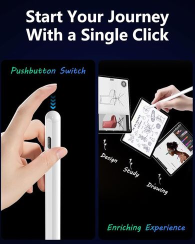 Pencil for iPad 2024-2018: Pen for iPad with Tilt Sensitivity & Palm Rejection - Stylus Pen for iPad Compatible with iPad Pro M4 11" 12.9" - iPad Air M2 3 4 5 - iPad Mini 5 6 - iPad 6 7 8 9 10 in Kuwait