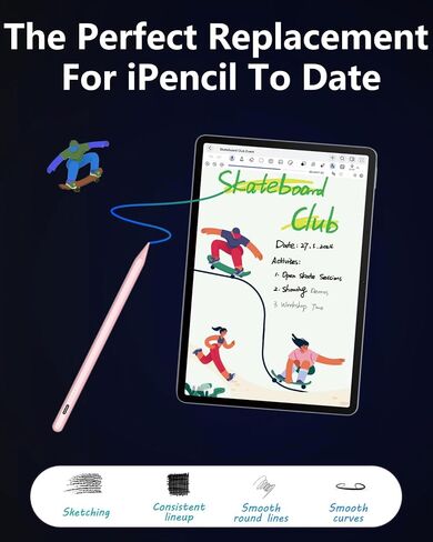 قلم iPad 2024-2018: قلم لجهاز iPad مع حساسية الميل ورفض راحة اليد - قلم شاشة لجهاز iPad متوافق مع iPad Pro M4 11" 12.9" - iPad Air M2 3 4 5 - iPad Mini 5 6 - iPad 6 7 8 9 10 in Saudi Arabia