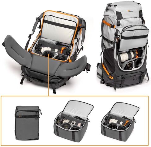 Lowepro PhotoSport PRO BP 55L, Backpack for Reflex and Mirrorless Cameras, Front and Rear Access, Removable Camera Insert, Accessory Straps, Size: S/M, Colour Dark/Light Gray in Saudi Arabia