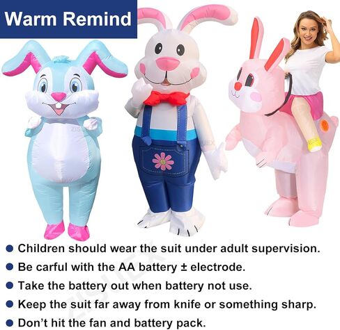 ZISUEX Blue Rabbit Inflatable Costume Easter Bunny Costume Adult Rabbit Blow Up Suit Easter Inflatable Costume in Kuwait