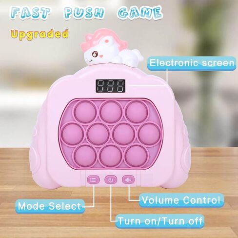 Quick Push Pop Game Fidget Toys for Kids Adults, 12 Game Modes Upgraded Light Up Fast Push Bubble Handheld Game, Stress Relief Toy Party Favors Toy, Christmas Birthday Gifts for 3-12 (Rabbit) in Kuwait