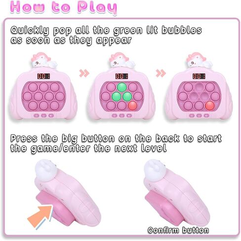 Quick Push Pop Game Fidget Toys for Kids Adults, 12 Game Modes Upgraded Light Up Fast Push Bubble Handheld Game, Stress Relief Toy Party Favors Toy, Christmas Birthday Gifts for 3-12 (Rabbit) in Kuwait