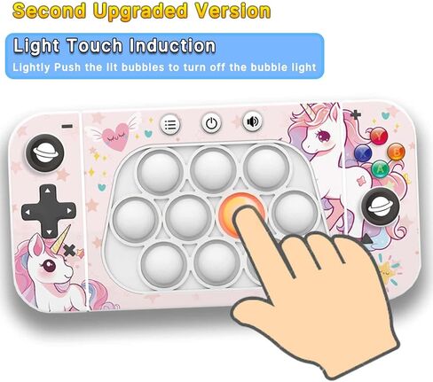 Quick Push Pop Game Fidget Toys for Kids Adults, 12 Game Modes Upgraded Light Up Fast Push Bubble Handheld Game, Stress Relief Toy Party Favors Toy, Christmas Birthday Gifts for 3-12 (Rabbit) in Kuwait