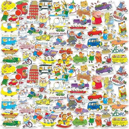 Richard Scarry Anniversary 50ct Vinyl Large Deluxe Stickers Variety Pack - Laptop, Water Bottle, Scrapbooking, Tablet, Skateboard, Indoor/Outdoor in Saudi Arabia
