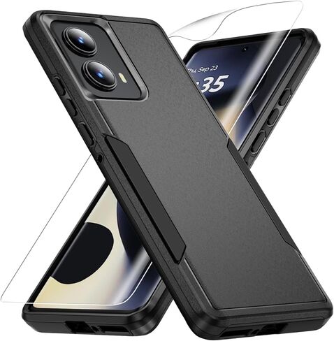 جراب Motorola Edge 2024، مع واقي شاشة عالي الدقة [تم اختبار السقوط من الدرجة العسكرية] جراب واقٍ متين وقوي ومقاوم للصدمات لهاتف Moto Edge 2024، أسود in Saudi Arabia