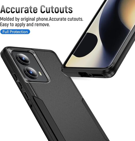 جراب Motorola Edge 2024، مع واقي شاشة عالي الدقة [تم اختبار السقوط من الدرجة العسكرية] جراب واقٍ متين وقوي ومقاوم للصدمات لهاتف Moto Edge 2024، أسود in Saudi Arabia