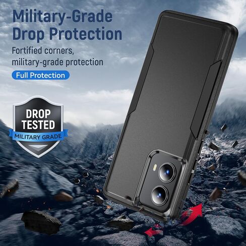 جراب Motorola Edge 2024، مع واقي شاشة عالي الدقة [تم اختبار السقوط من الدرجة العسكرية] جراب واقٍ متين وقوي ومقاوم للصدمات لهاتف Moto Edge 2024، أسود in Saudi Arabia