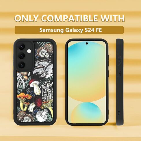 KANGHAR Black Case for Samsung Galaxy S24 Fe Case, Cute Mushroom Art Design Soft TPU Shockproof Protective for Women Girls Slim Phone Cover in Kuwait