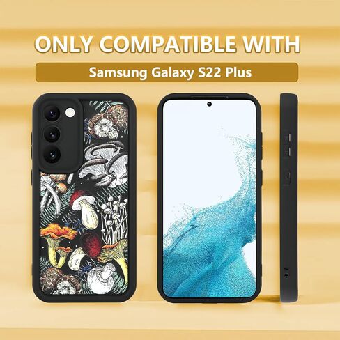 حافظة KANGHAR سوداء لهاتف سامسونج جالاكسي S24 Fe، تصميم فني فطر لطيف، حماية ناعمة من مادة TPU مضادة للصدمات للنساء والفتيات، غطاء هاتف نحيف in Kuwait