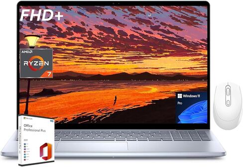 كمبيوتر محمول Dell Inspiron 16 Business - شاشة 16 بوصة FHD+، AMD Ryzen 7-8840U(8-Core)، 32 جيجابايت DDR5، 1 تيرابايت SSD، كاميرا ويب FHD، لوحة مفاتيح بإضاءة خلفية، Wi-Fi 6E، Windows 11 Pro، حزمة مع ترخيص المكتب وملحقاته in Saudi Arabia