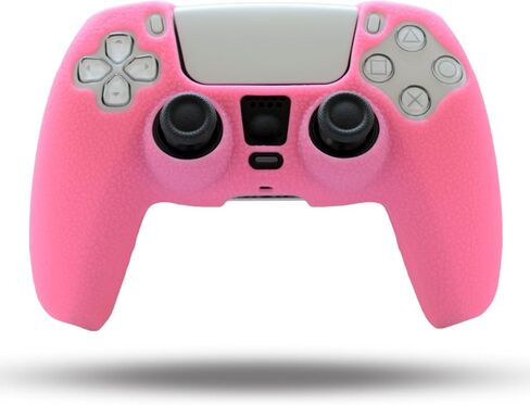 مقابض متوافقة مع غلاف وحدة تحكم PS5، مقابض سيليكون لوحدة تحكم PlayStation 5 غطاء حماية مضاد للانزلاق لجهاز تحكم PS5 - حزمة 2 مع 8 قطع من مقابض الإبهام الاحترافية - وردي أرجواني in Kuwait
