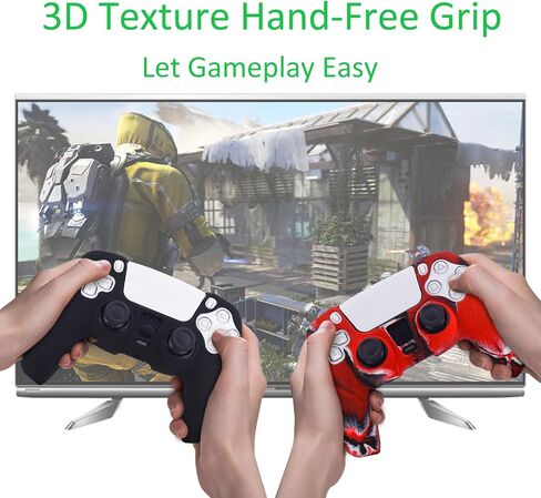 مقابض متوافقة مع غلاف وحدة تحكم PS5، مقابض سيليكون لوحدة تحكم PlayStation 5 غطاء حماية مضاد للانزلاق لجهاز تحكم PS5 - حزمة 2 مع 8 قطع من مقابض الإبهام الاحترافية - وردي أرجواني in Kuwait