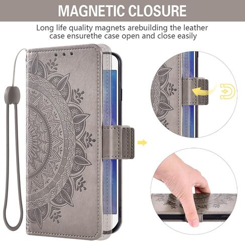 Asuwish Phone Case for Samsung Galaxy S24 Ultra 5G Wallet Cover Tempered Glass Screen Protector Credit Card Holder Flip Purse Wrist Strap Stand Cell Accessories S24Ultra 24S S 24 24Ultra Women Gray in Saudi Arabia