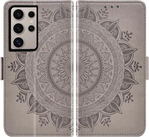 Asuwish Phone Case for Samsung Galaxy S24 Ultra 5G Wallet Cover Tempered Glass Screen Protector Credit Card Holder Flip Purse Wrist Strap Stand Cell Accessories S24Ultra 24S S 24 24Ultra Women Gray in Saudi Arabia