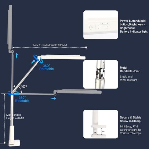 Multifunctional Light Bar with 3 Color Models and 5 Brightness Levels,Built-in 3600mAh Battery for Bookshelf Ceiling Light, Outdoor Light, Video Conference, Piano Light, Emergency Tube Light in Saudi Arabia